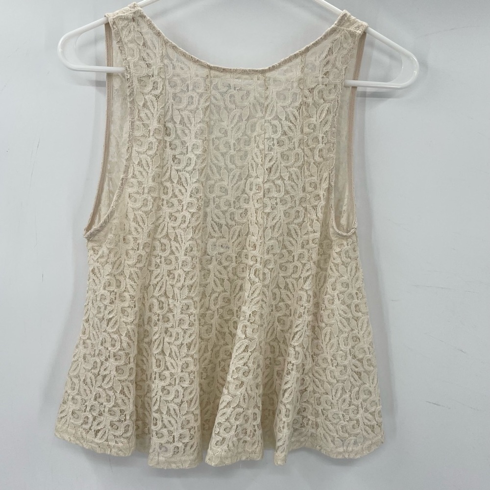 Coco + Jameson Cream Sheer Lace Crop Top